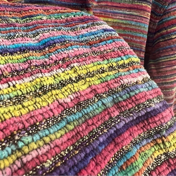 Tantrums Corded Womens Jacket Large Colorful Vintage Striped Button Southwestern - Picture 6 of 8
